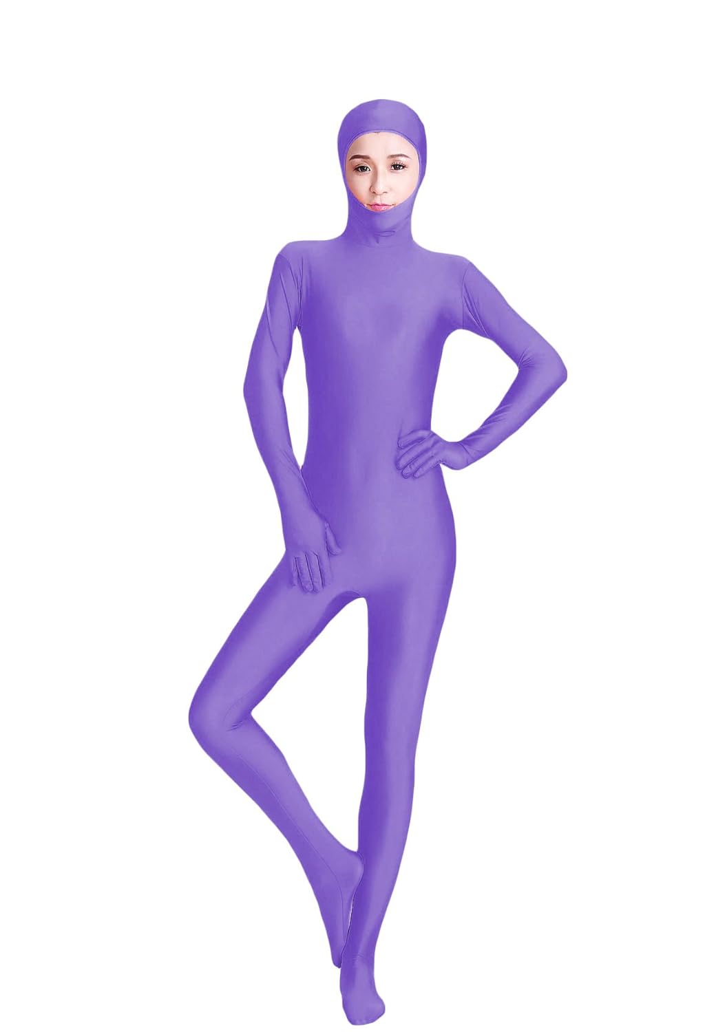 wolf unitard 莱卡氨纶 zentai 紧身衣 正面开合式 m 码 紫色