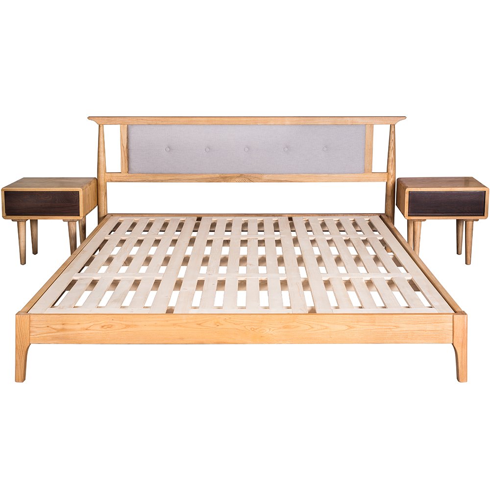 百伽 北欧现代简约实木床主卧室大床2米双人床家具61961水曲柳实木床