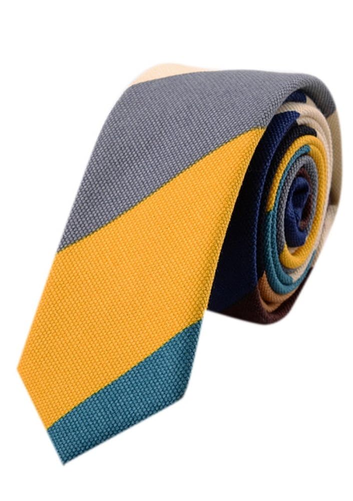 laigoumai 男士经典休闲彩色条纹亚麻领带