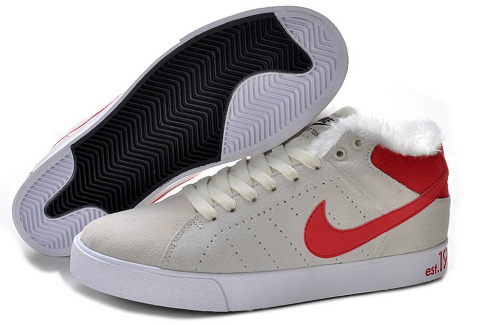 nike 耐克 1972反毛皮休闲运动鞋 高中低帮板鞋 加绒中帮灰红