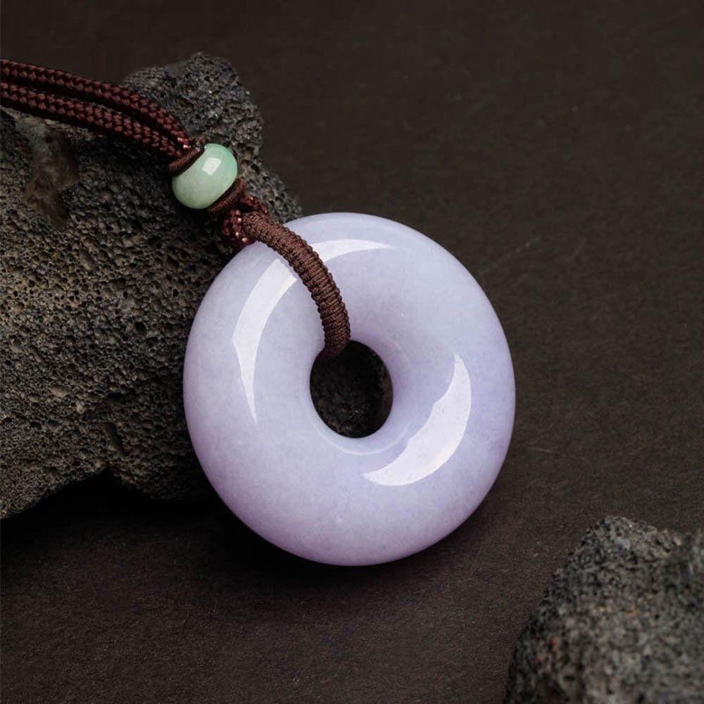 翡翠物语 天然a货翡翠 冰糯种紫色 精美翡翠挂件平安扣 平安扣