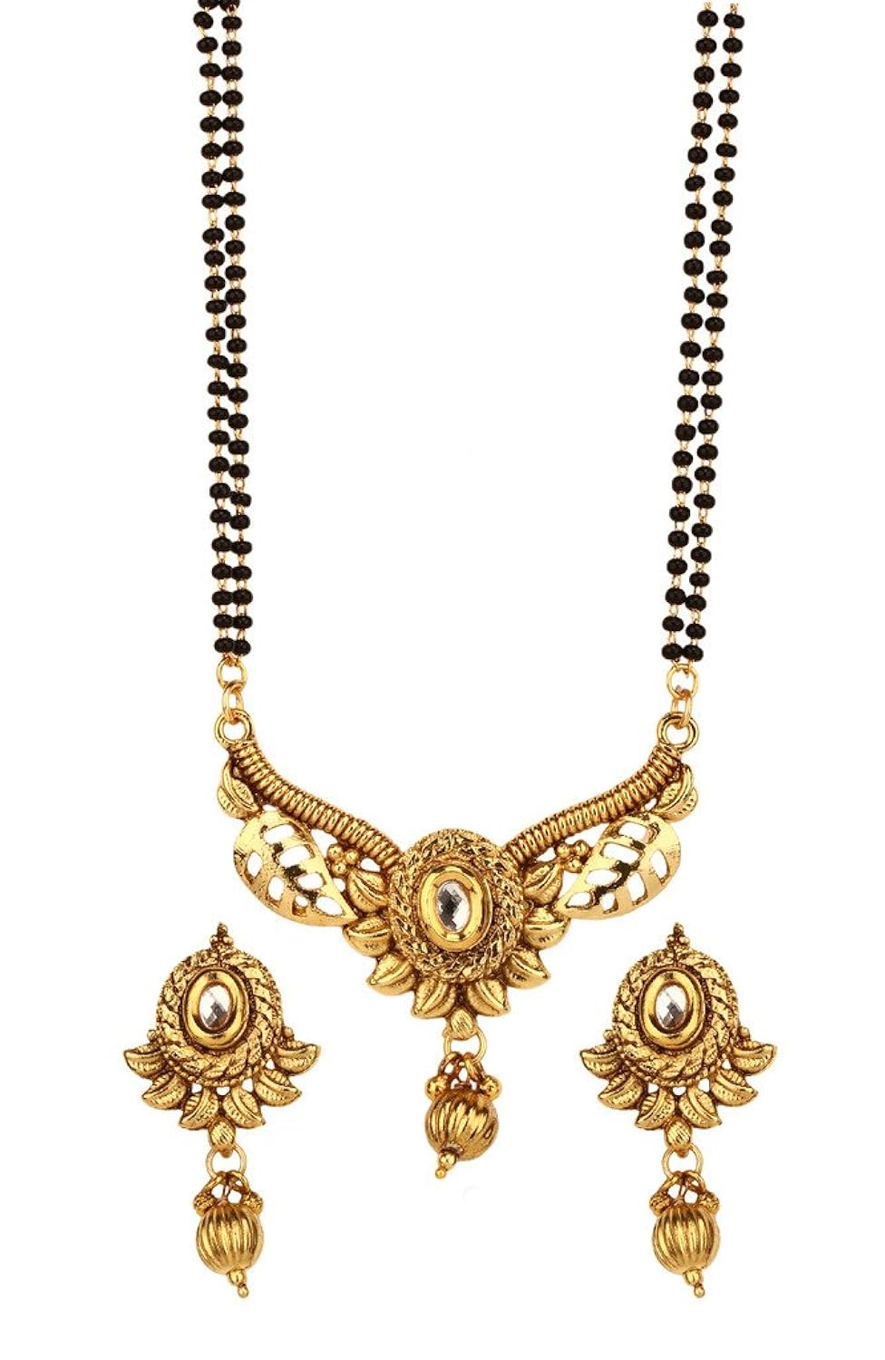 bindhani 印度宝莱坞新娘婚礼镀金 mangalsutra 吊坠项链首饰套装适用