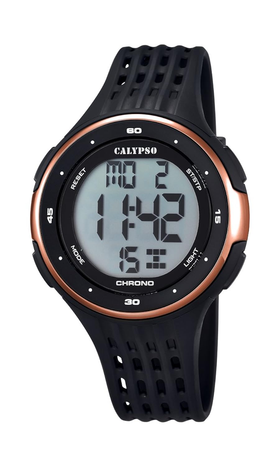 calypso 中性款数码手表,液晶表盘数字显示屏和黑色塑料带 k5664 / 4
