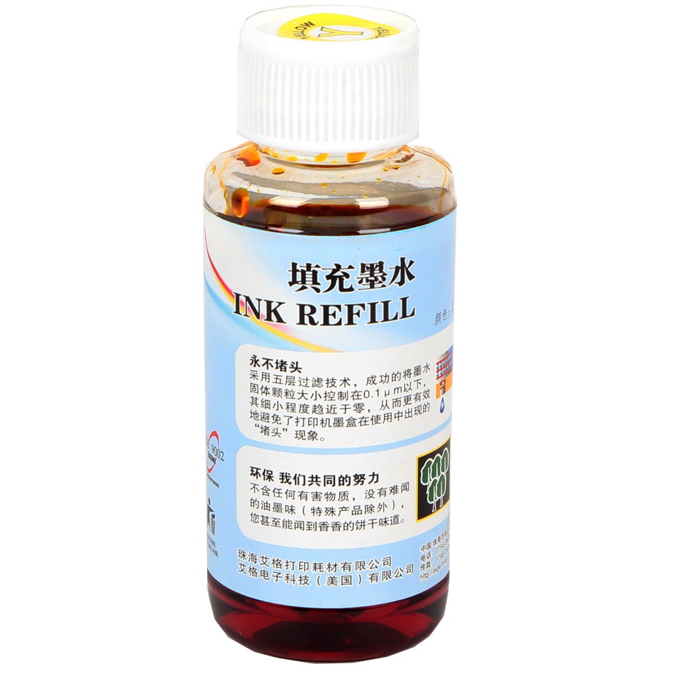 艾格特 惠普墨盒填充墨水 黄色墨水100ML 碳零