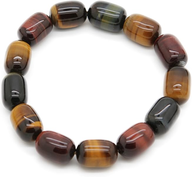 诺尼可 万物争荣天然多彩虎眼木变石桶珠手链(附权威鉴定证书)8103