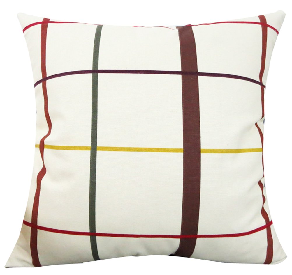 靠垫套亚麻棉枕套 枕套 枕套 枕套 枕套 用于卧室沙发椅 后座 格子