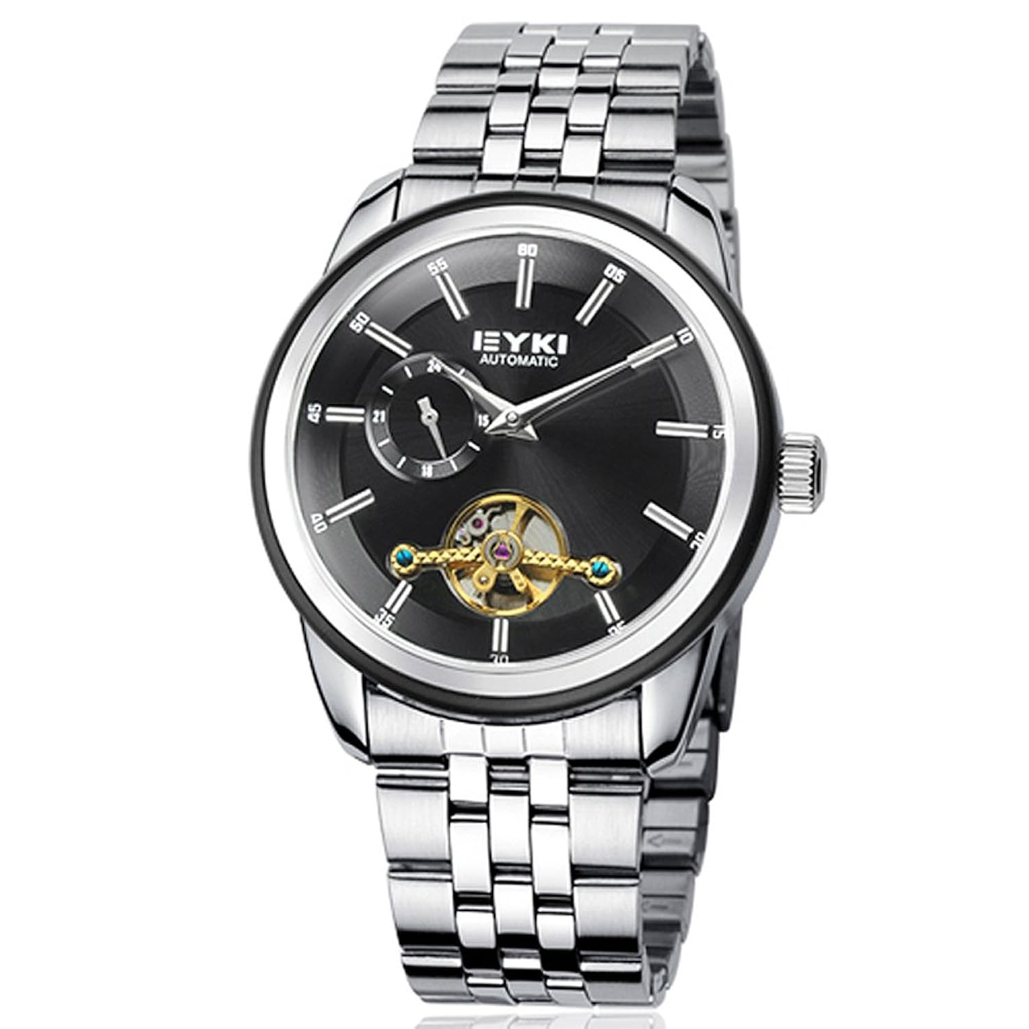 艾奇eyki 机械镂空手表 男士商务时装表 男表 8573 黑色