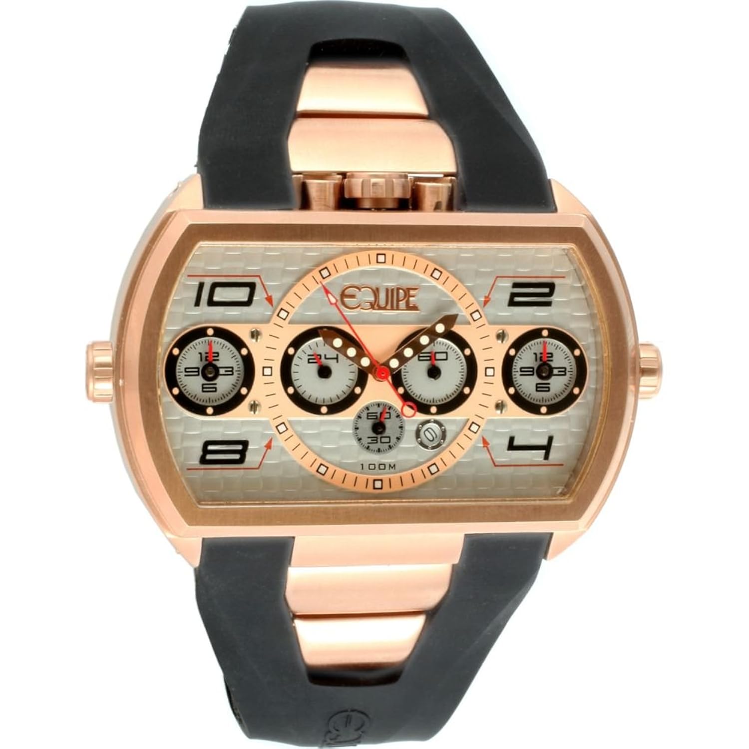 equipe 男式 dash xxl 黑色 / 银色聚氨酯手表