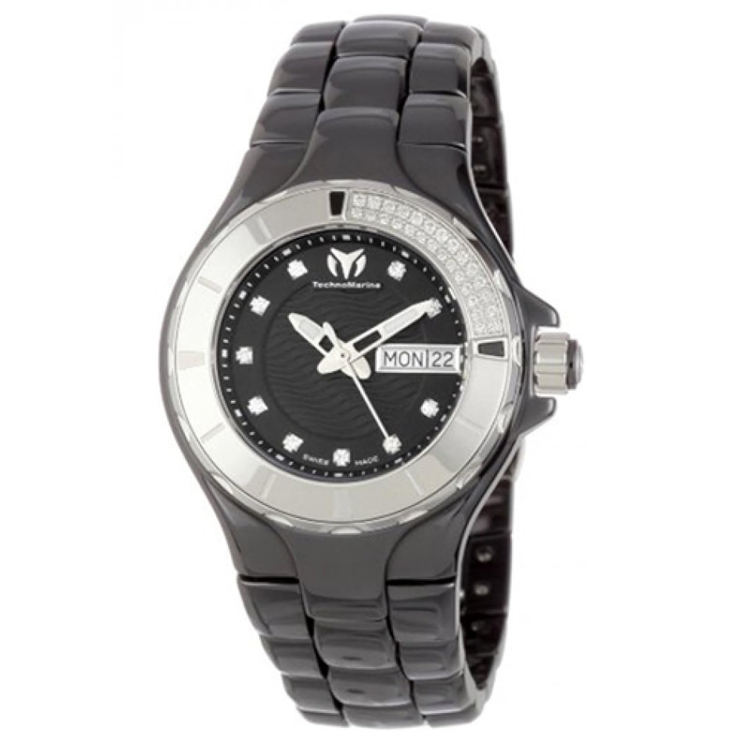 marine casual black dial black ceramic ladies watch 110027c 手表