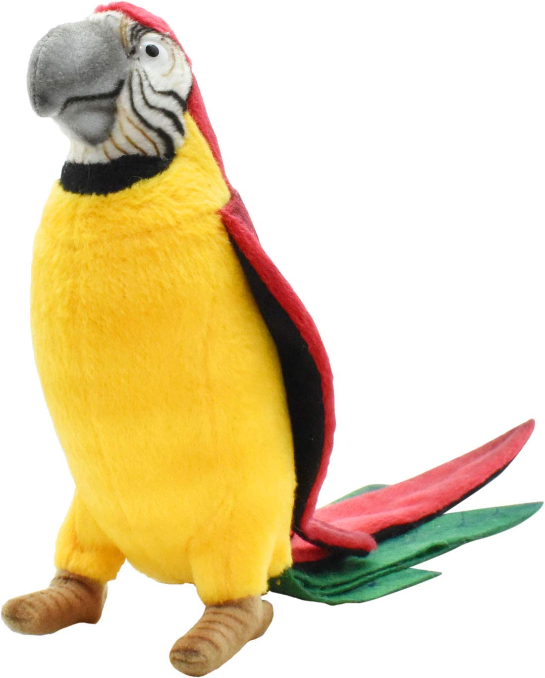 hansa parrot plush animal toy, 7", yellow and red