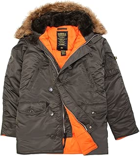 Alpha Industries Men's N-3B Slim-Fit Parka Coat with Removable Faux-Fur Hood Trim
