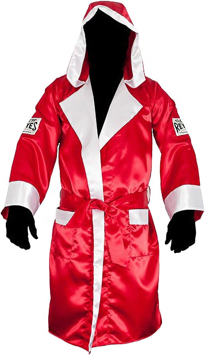 cleto reyes 缎面带兜帽拳击长袍 - 红色/白色
