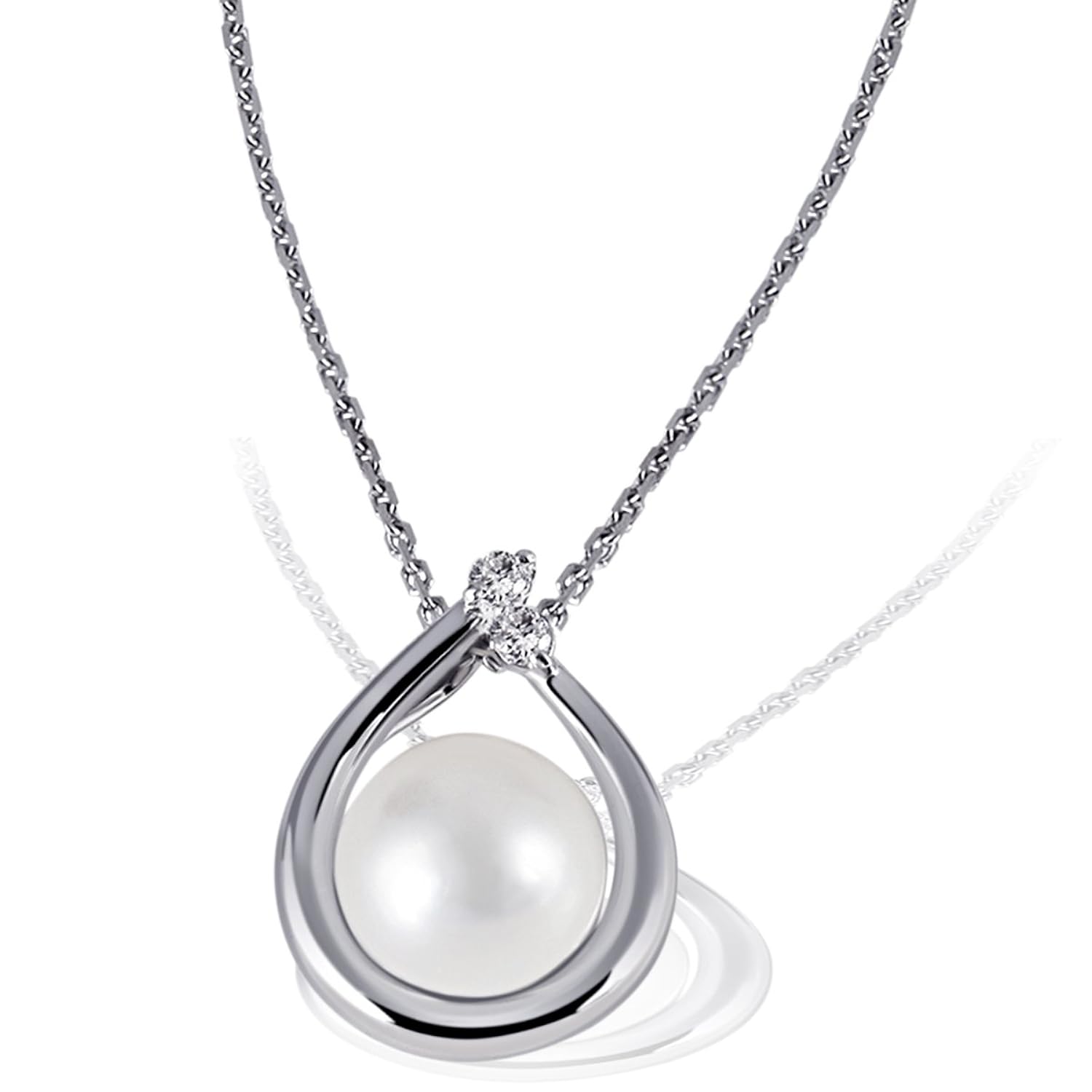 goldmaid 女式珍珠项链9克拉白金淡水珍珠和2钻石