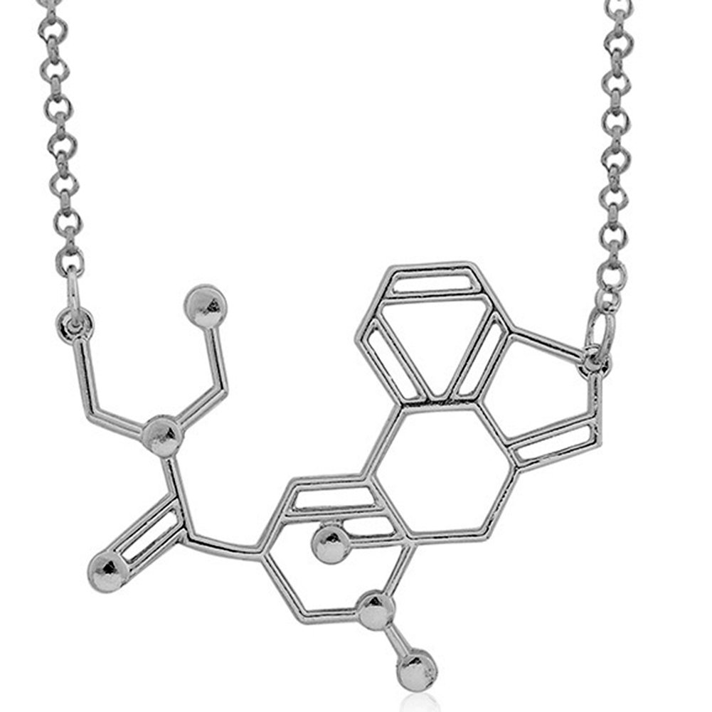 jajafook serotonin 分子化学结构吊坠项链,高镀合金,3 色