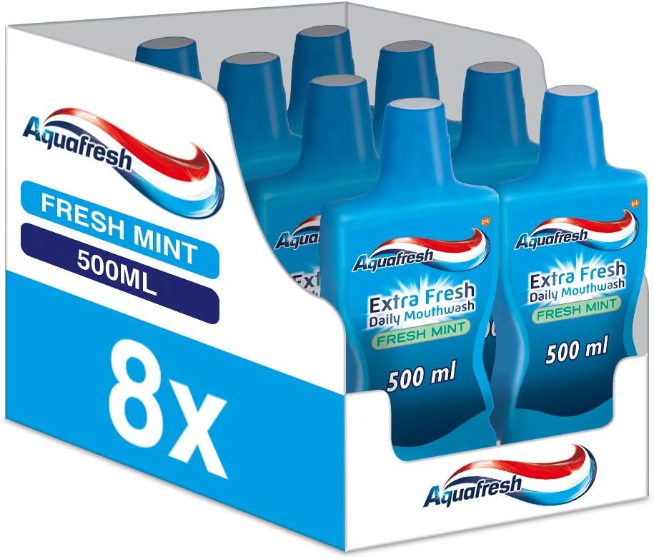 aquafresh 日常保湿漱口水,清新薄荷,500 毫升,8 瓶装