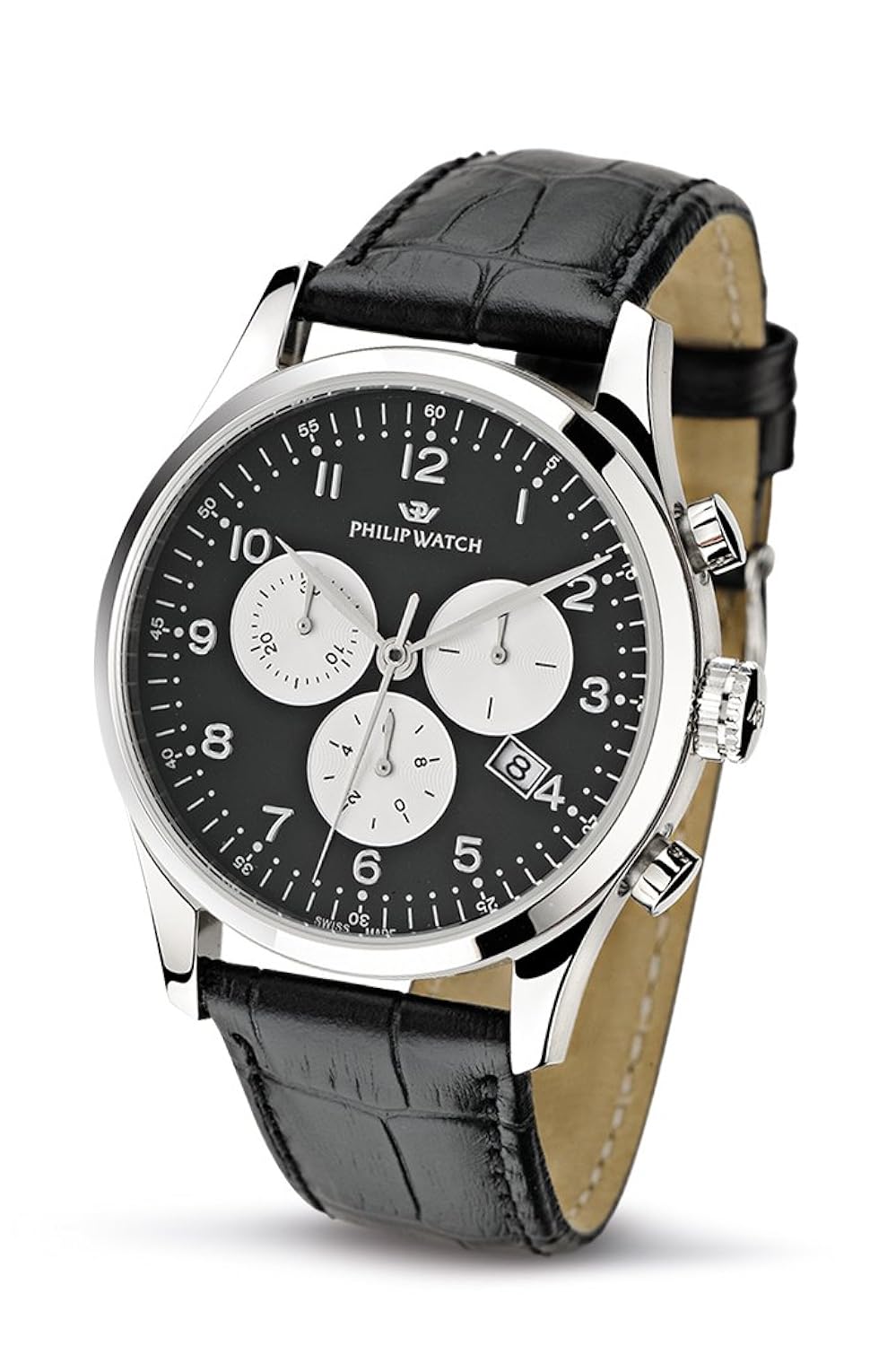 philip 男式 swan 计时腕表 r8271941235带石英动作,黑色表盘和不锈钢