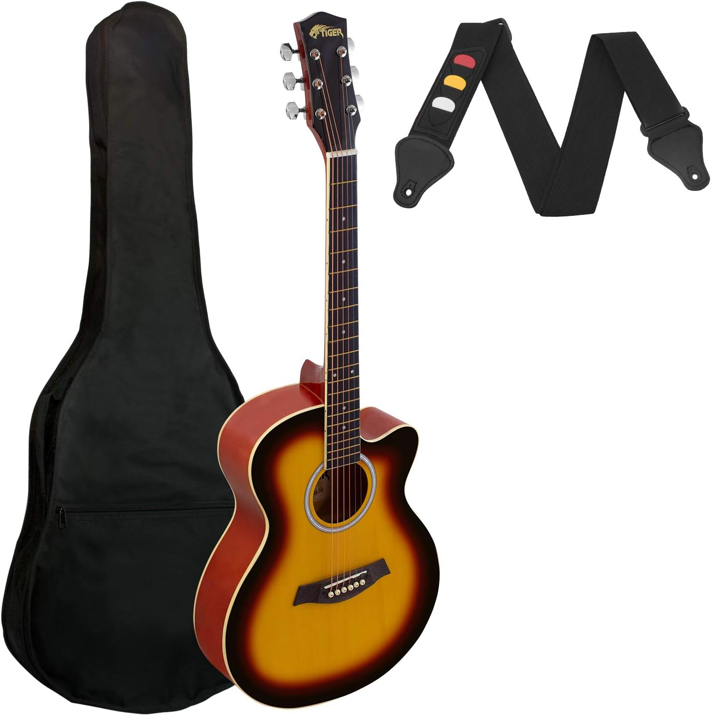tiger 声学吉他 适合初学者 小体 全尺寸 日出