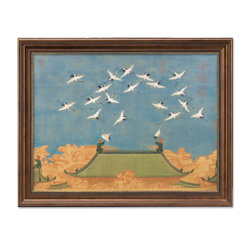 风古典客厅沙发背景墙装饰画卧室挂画玄关国画走廊走廊壁画 (古铜色框