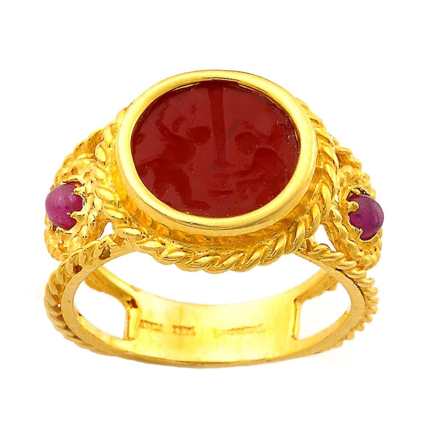tagliamonte 14 k 黄金红色威尼斯玻璃红宝石戒指,尺码7.