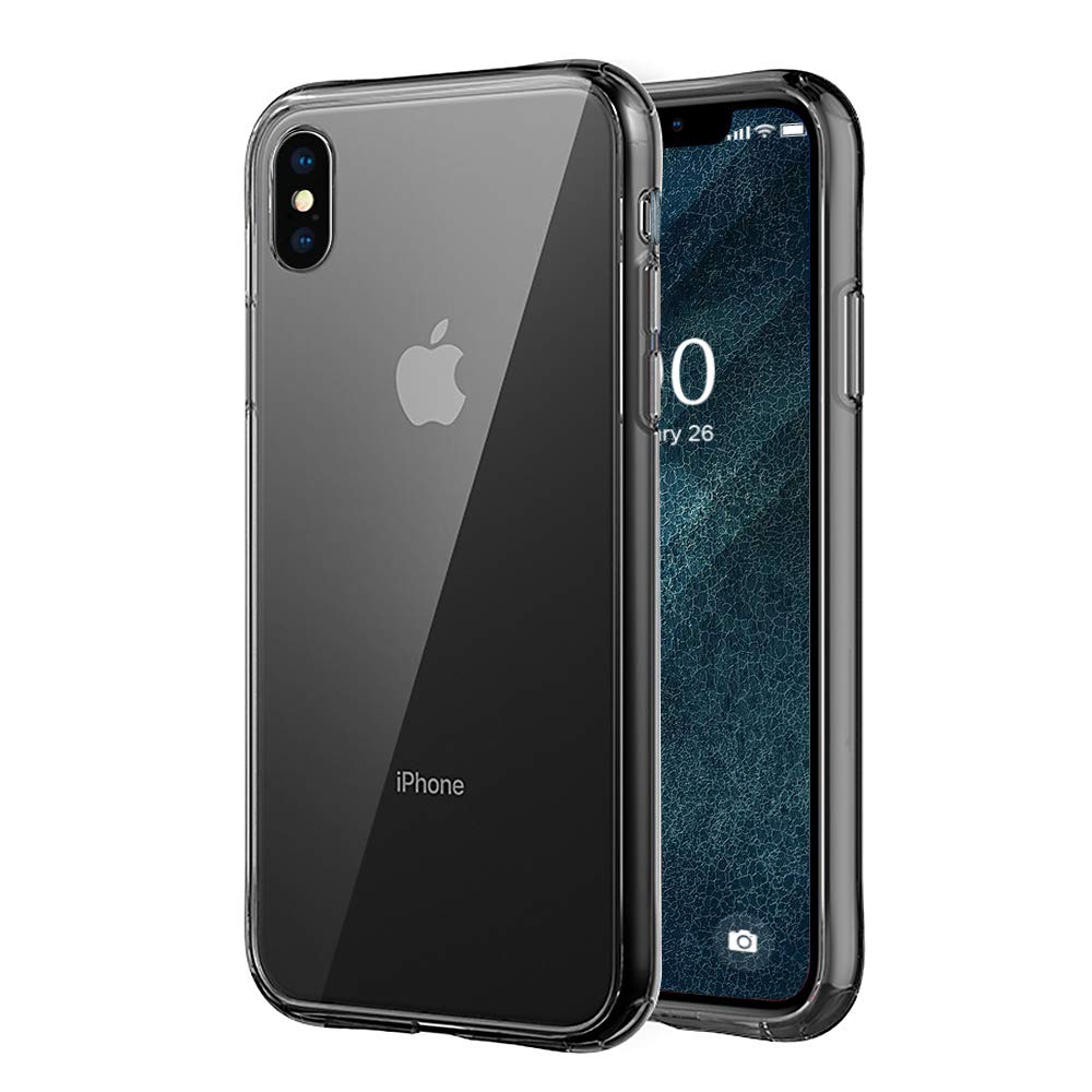 透明iphone xs 手机壳,surphy 钢化玻璃后盖   透明软 tpu 全保护手机