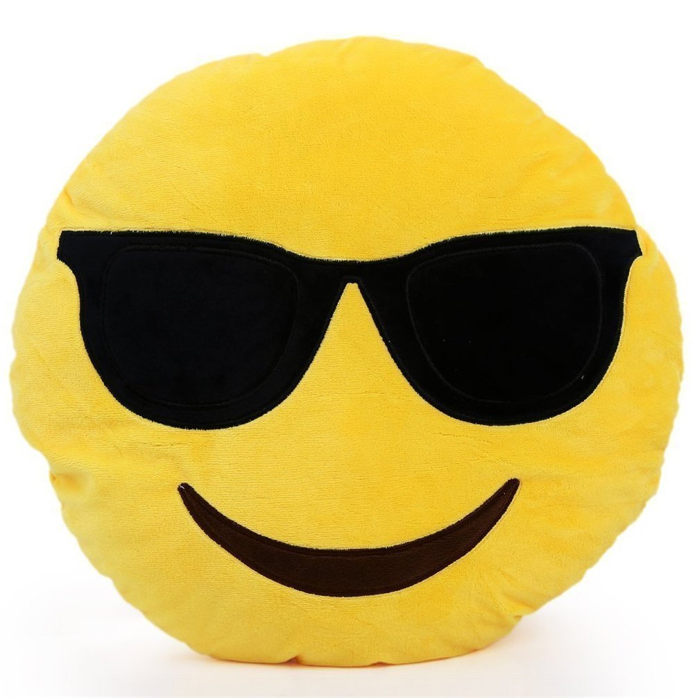 32cm 趣味表情符号抱枕 pp 卡通形象枕头,13 种风格 黄色 cool