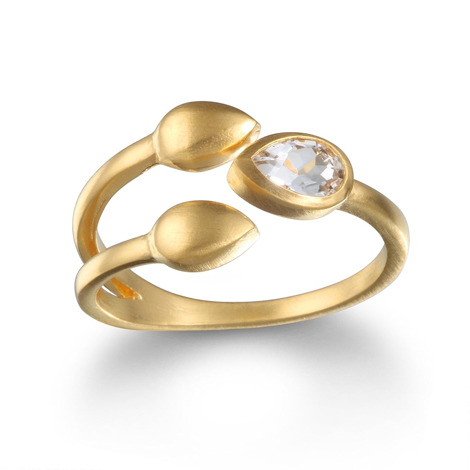 satya jewelry 女式白色托帕石金莲花可调节戒指均码