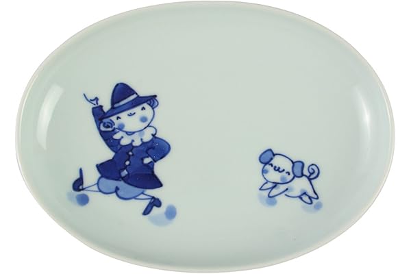 yamato 陶瓷器 青花 红毛人 椭圆盘 s-32-341 : 亚马逊中国: 家居生活