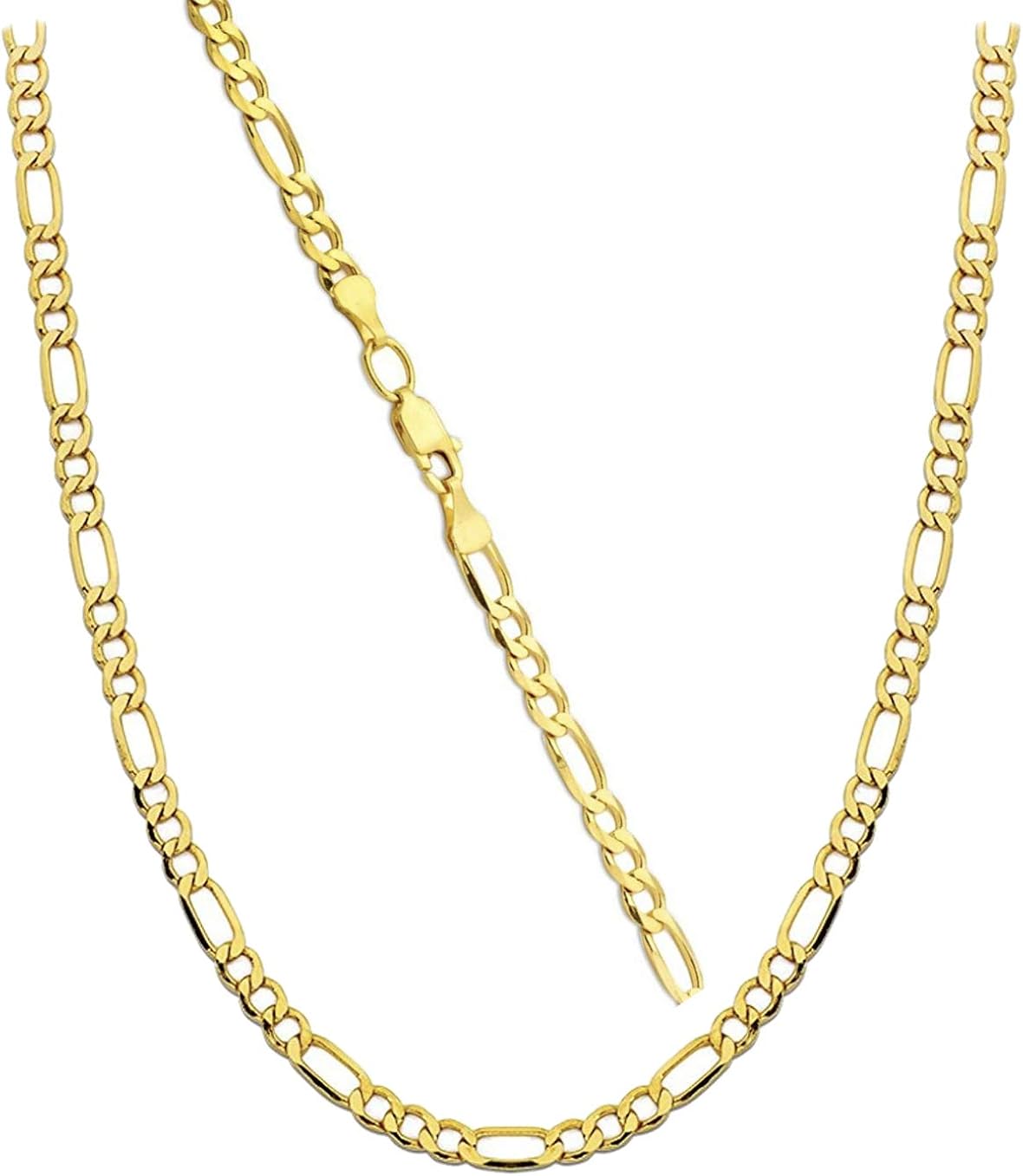 金费加罗链项链男女/男孩/女孩 3mm 纯 24kt 金链 20x 超过其他廉价