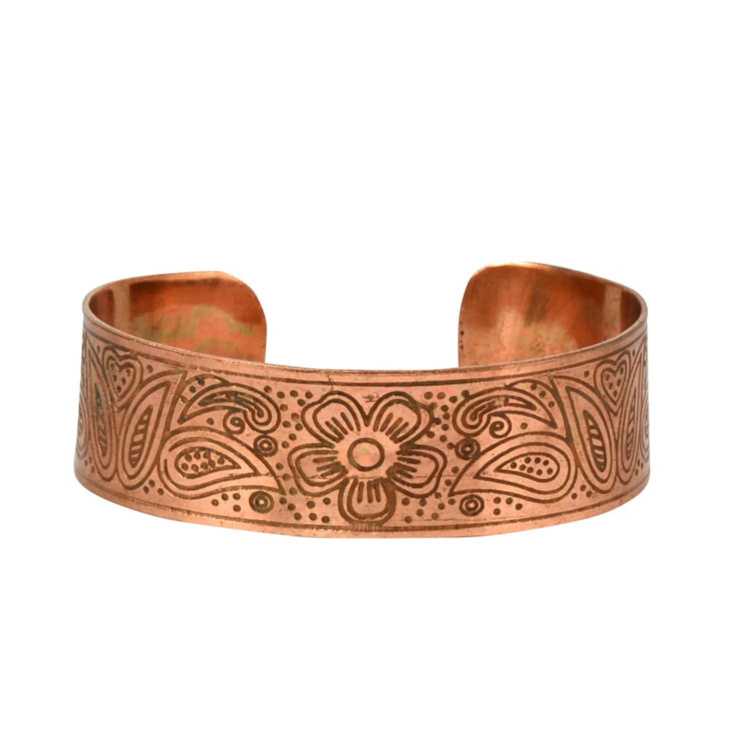 anju 蚀刻花朵铜手镯