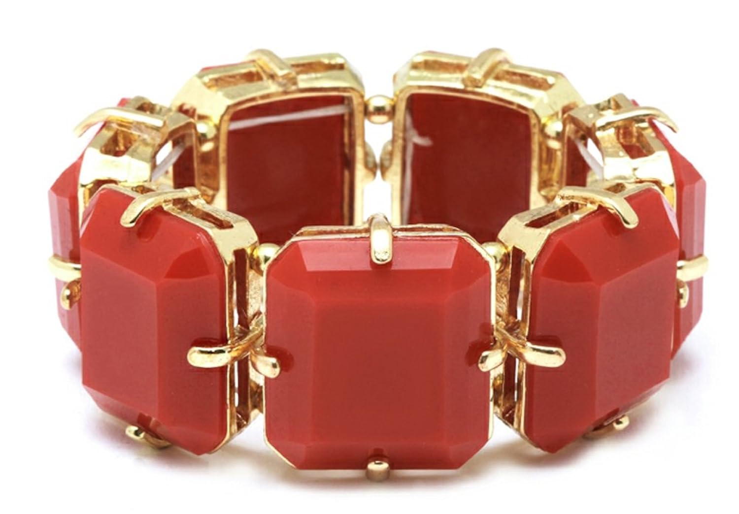 lavish 红色树脂方形 stretch 袖口拼色手链