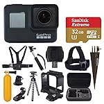 GoPro HERO7 黑色数码动作相机带 4K 高清视频 12MP 照片，SanDisk 32GB Micro SD 卡，硬壳 - Gopro Hero 7 配件包