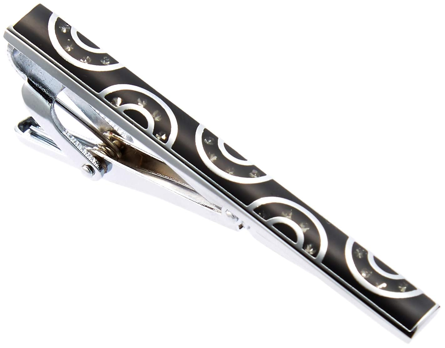 黑色漆皮&氧化锆亚克力瓷 领带针