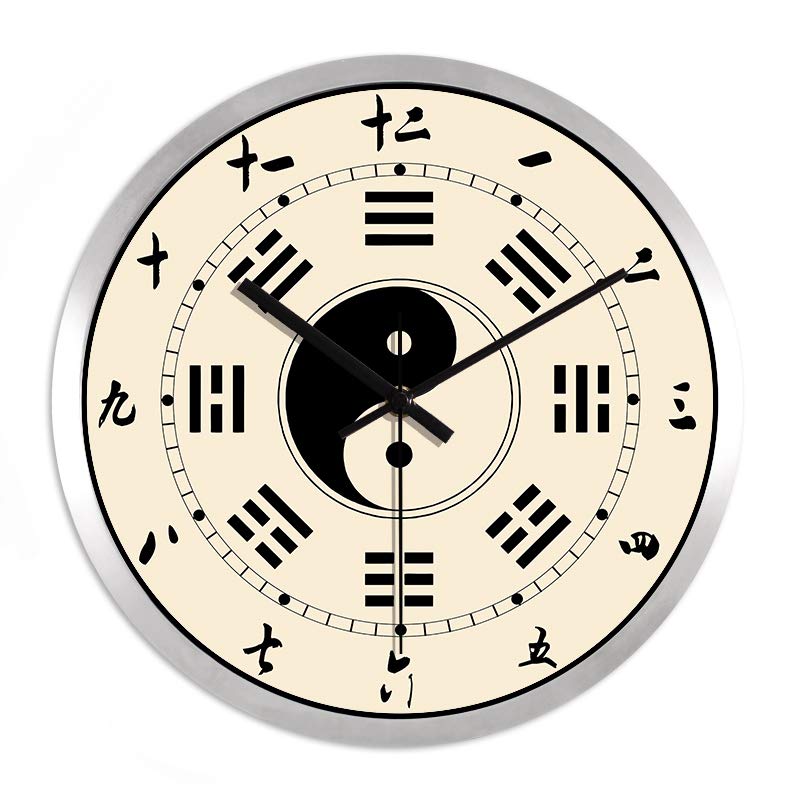 创意五行八卦钟表中式客厅挂钟招财太极镇宅时钟书房静音挂表ch290黑