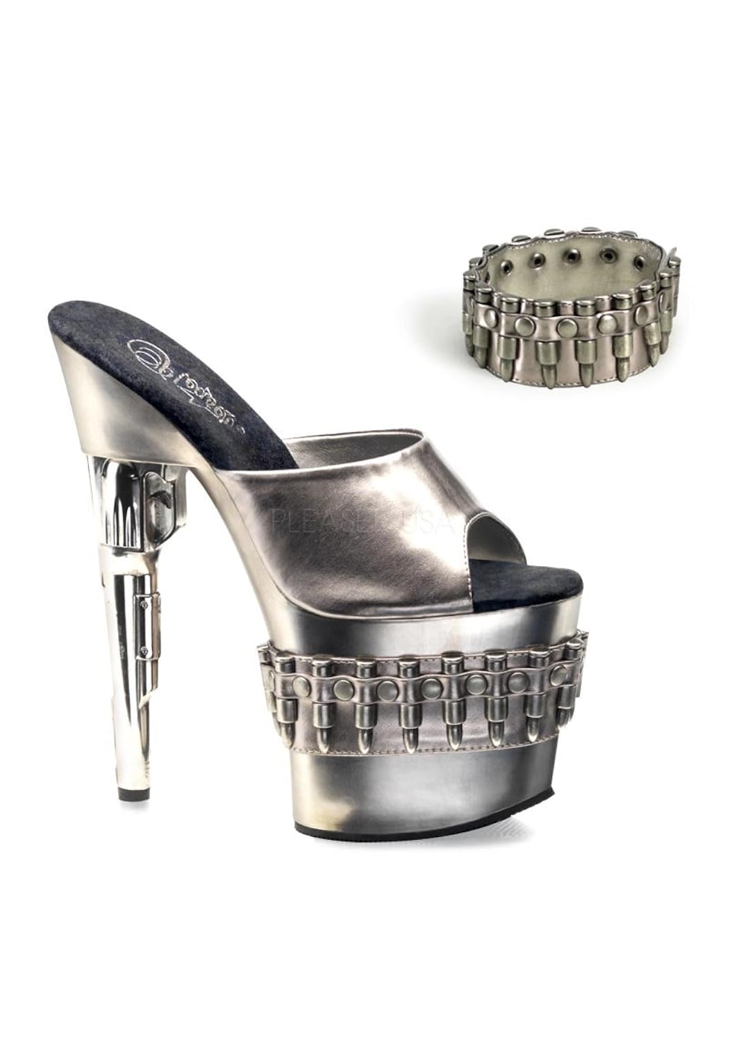 pleaser 女式 bondgirl-701 – 3防水台凉鞋 pewter / pewter 12 b(m)