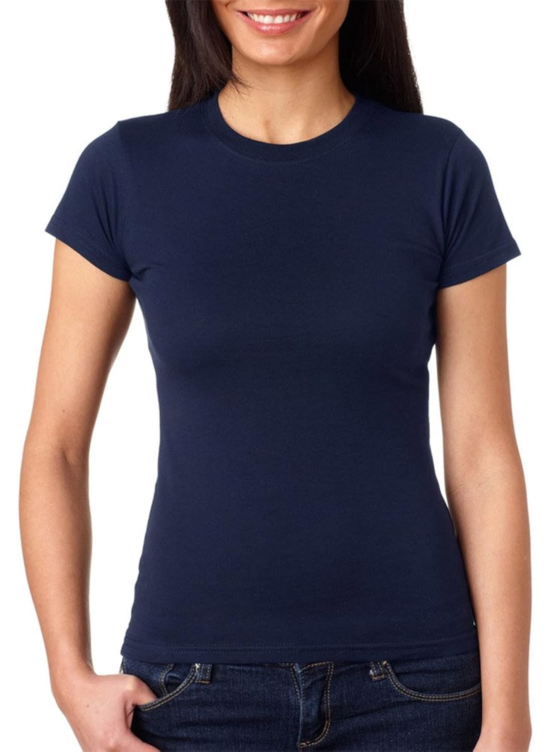 anvil womens ringspun junior fitted t-shirt (379)- navy,s