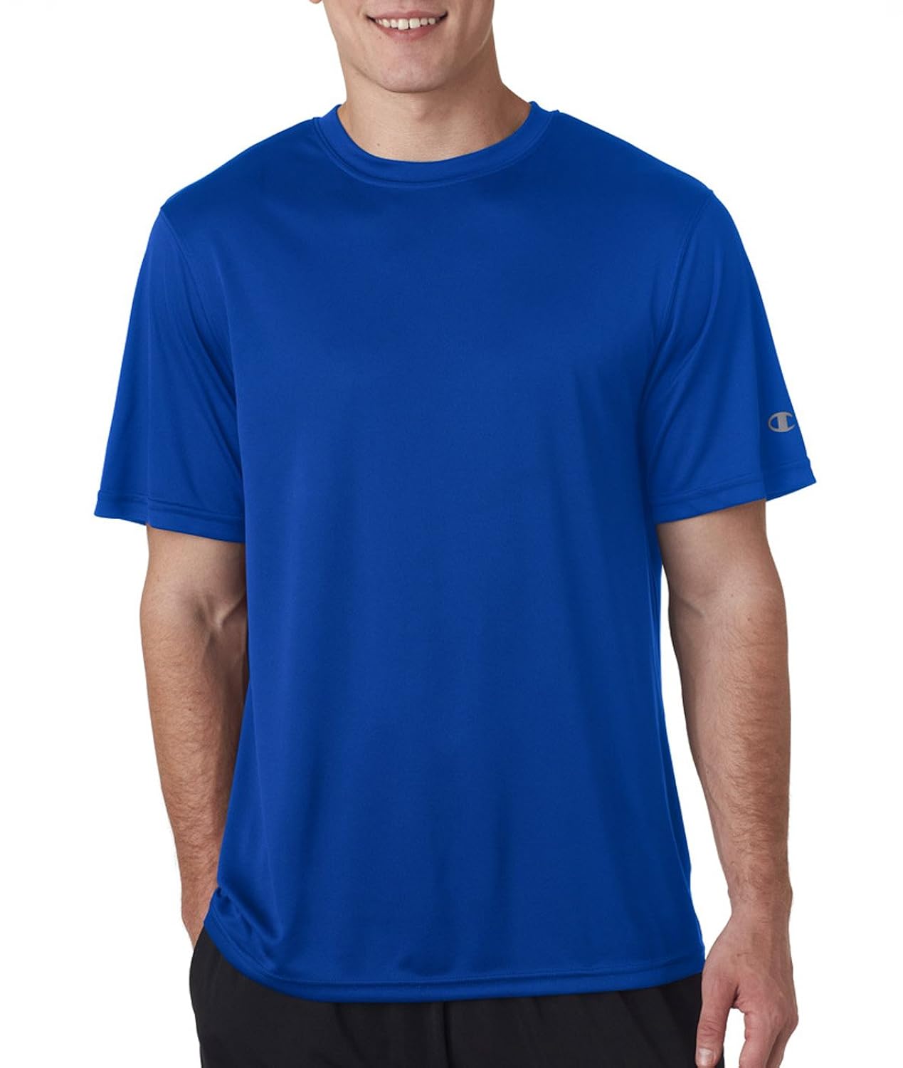 champion mens double dry interlock t-shirt, royal blue, small