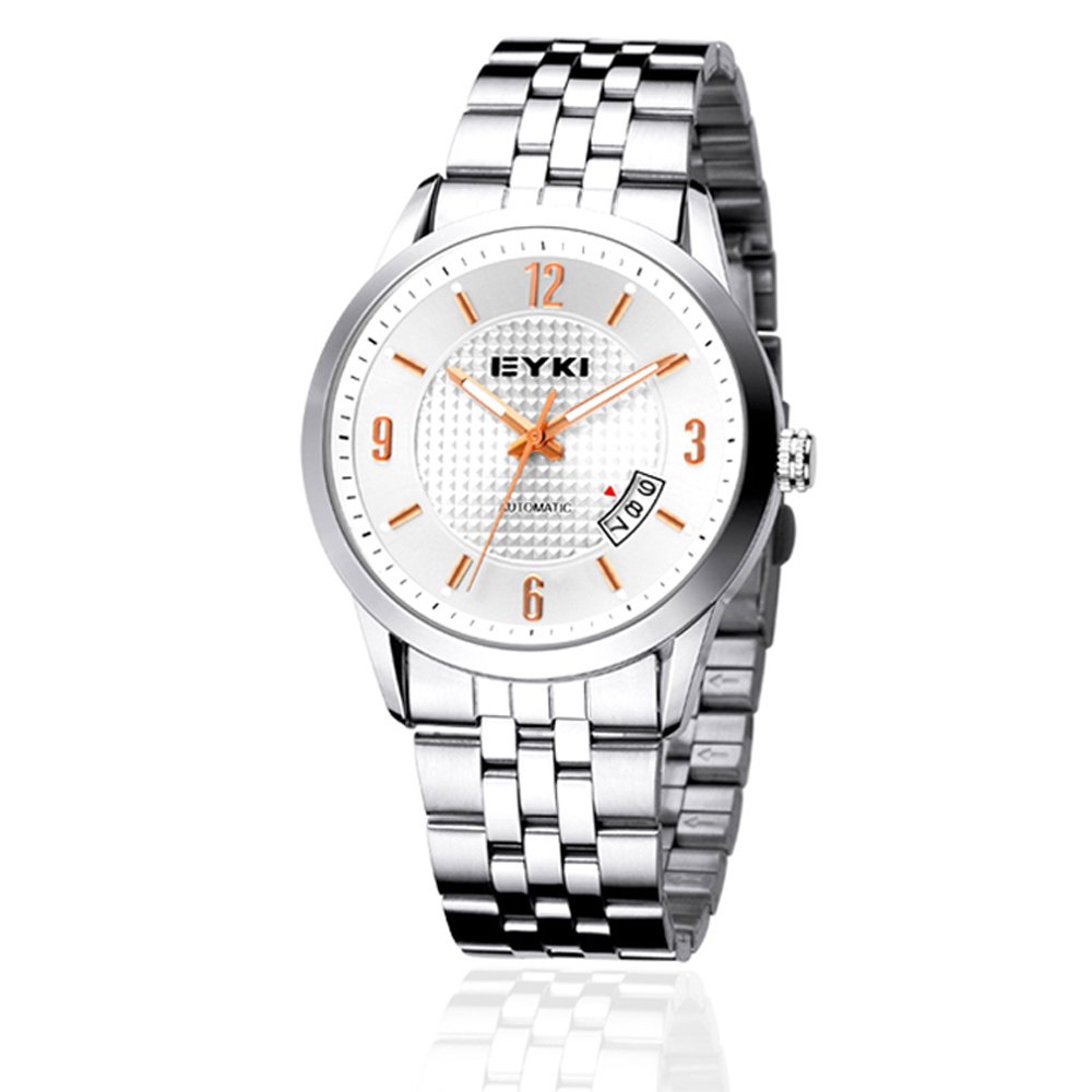 艾奇eyki 机械表 商务时尚表 日历夜光手表 精钢男表 8553 白面金针