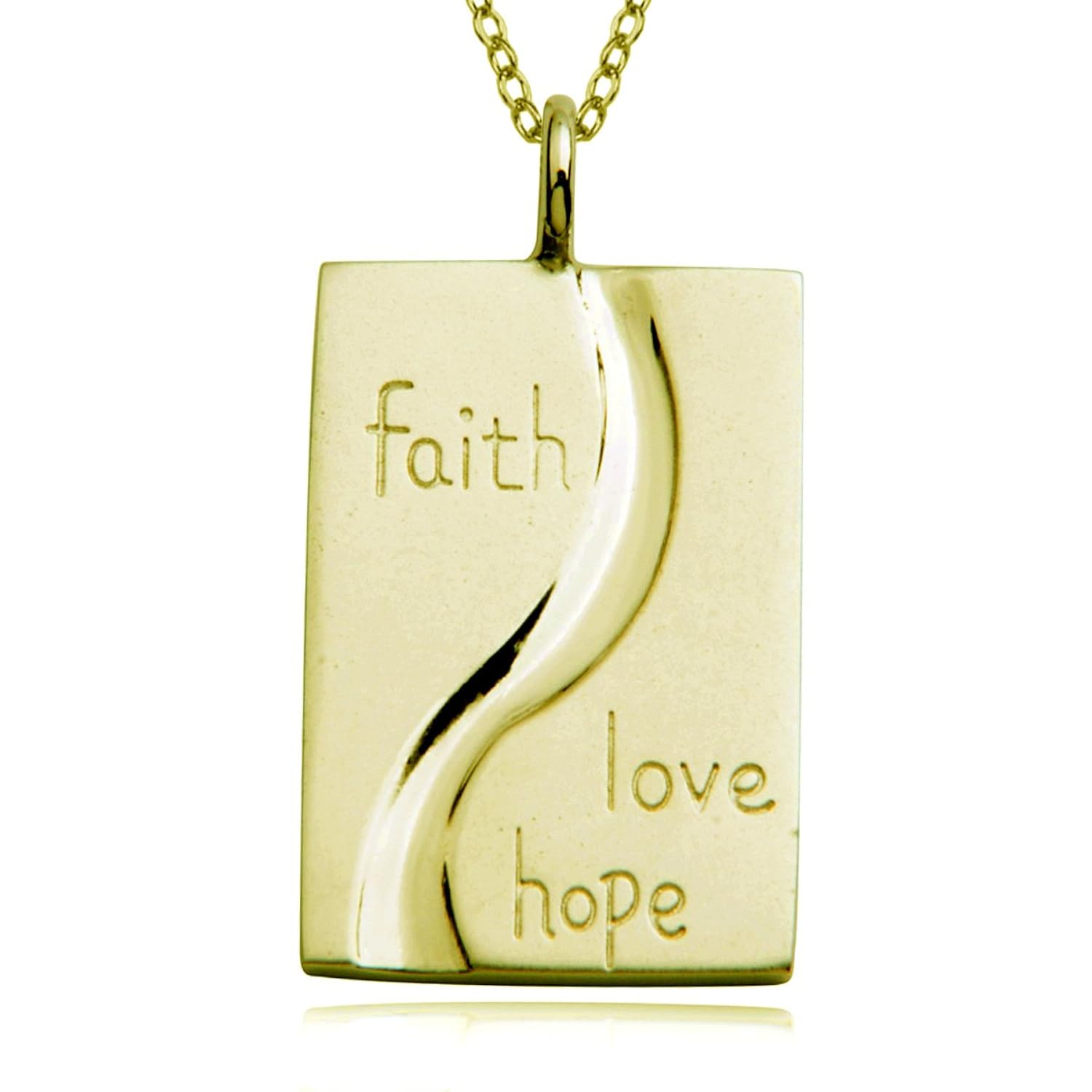 18 k 镀金纯银 " faith love hope " 吊坠项链,45.7 cm