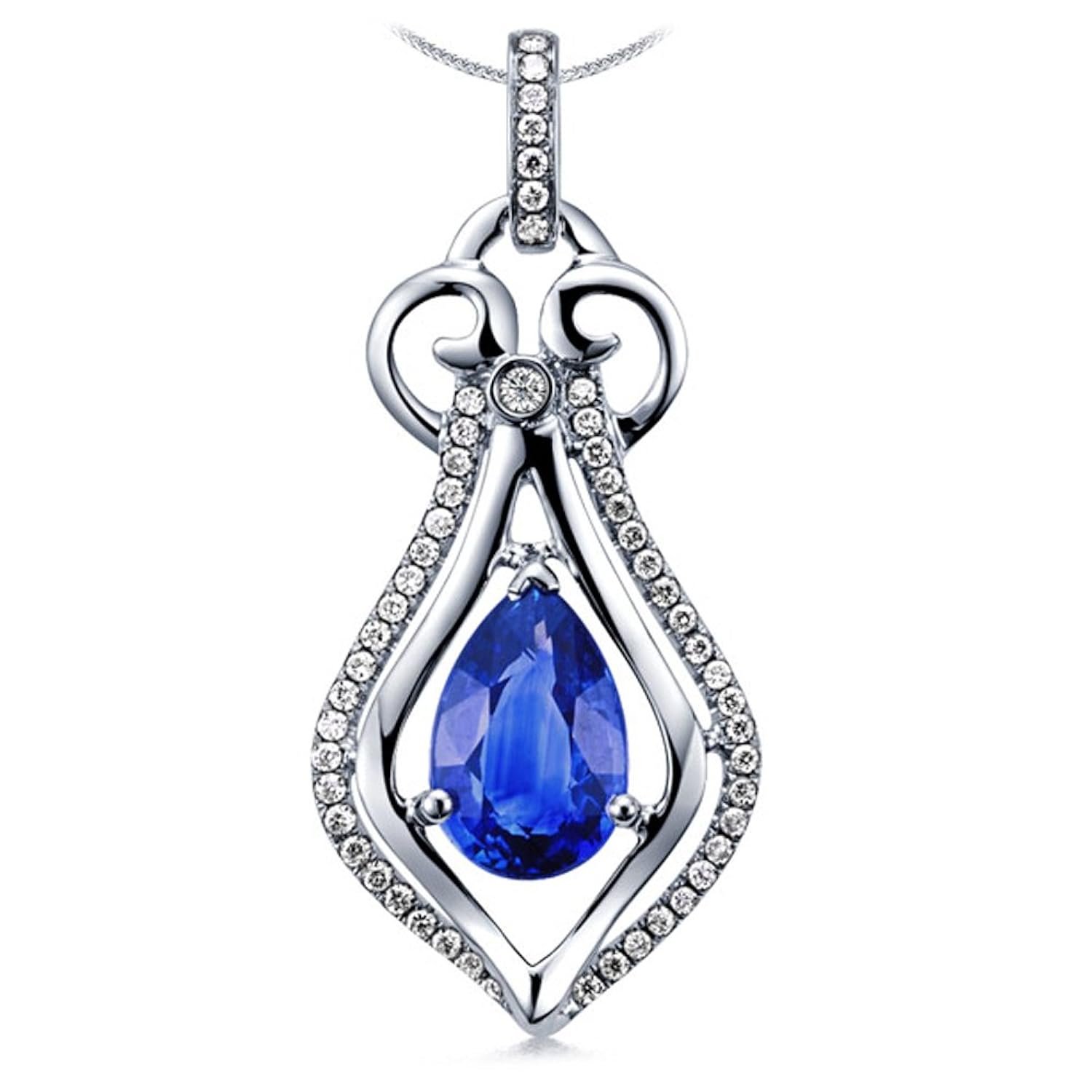 鑫万福喜钻 18k天然矢车菊蓝宝石项坠/吊坠图片/钻石吊坠j0364