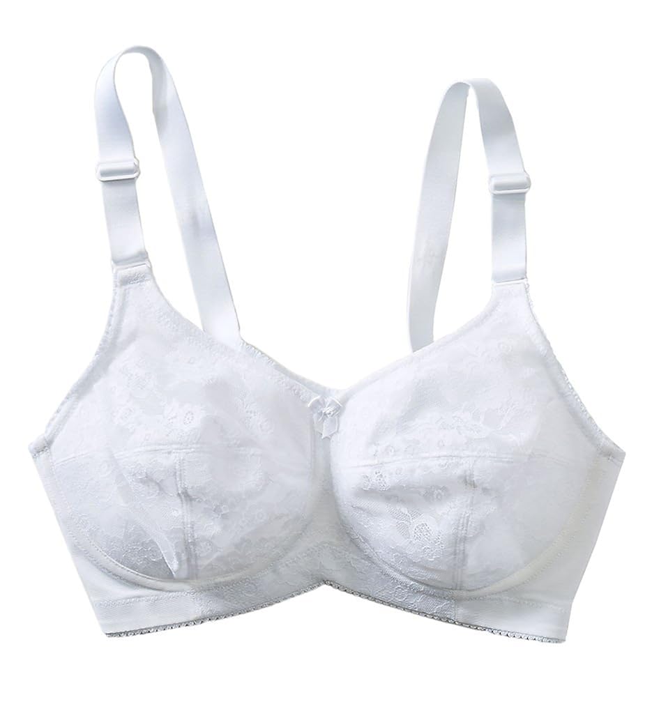 elila 女士加大码全覆盖蕾丝软胸罩 白色 40k