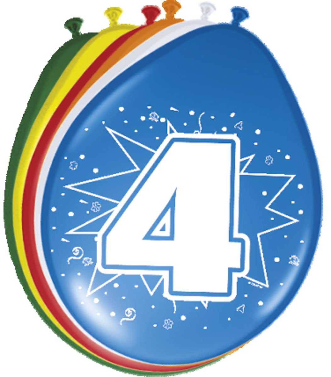 folat 彩色气球带数字8只装, 多种颜色, 4