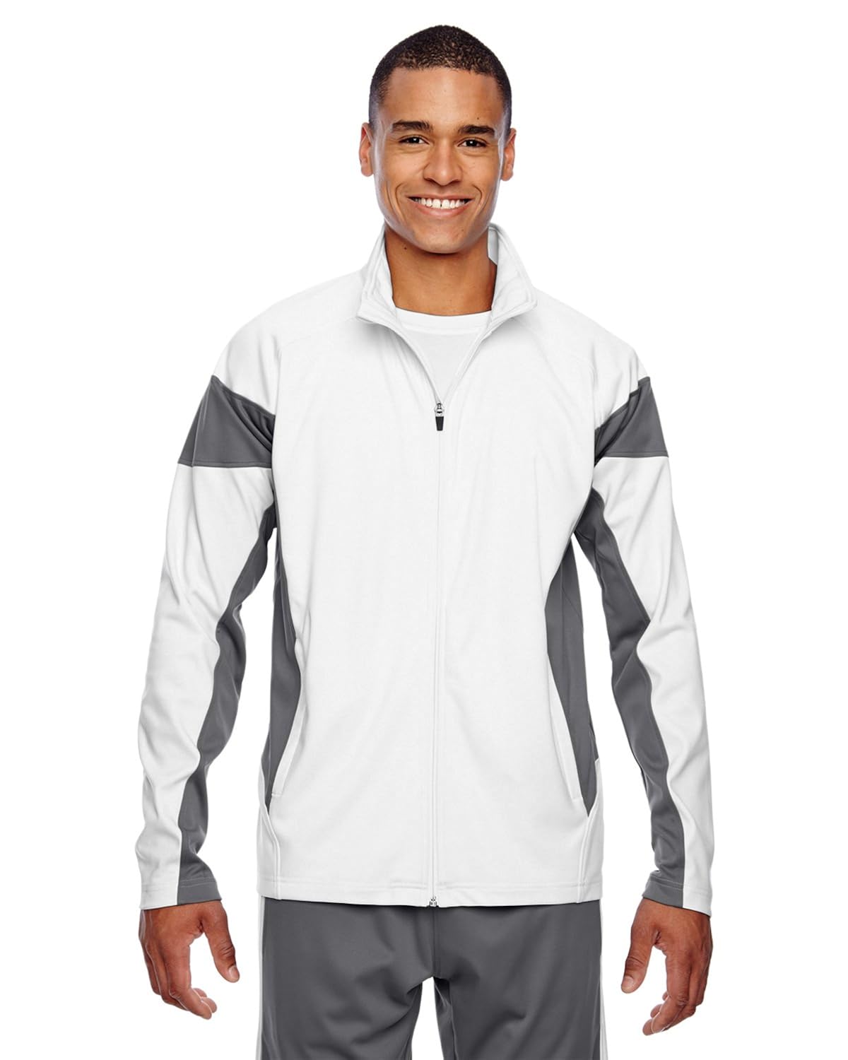team 365 mens elite performance full-zip (tt34)- wht/sp