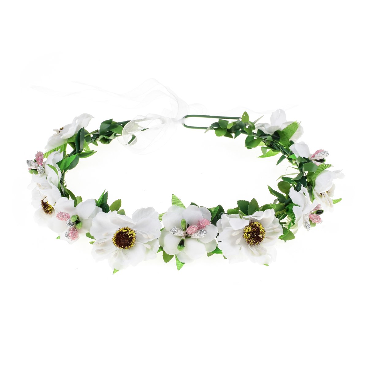 花卉秋季 boho 头巾花朵皇冠节婚礼海滩花环 f-01