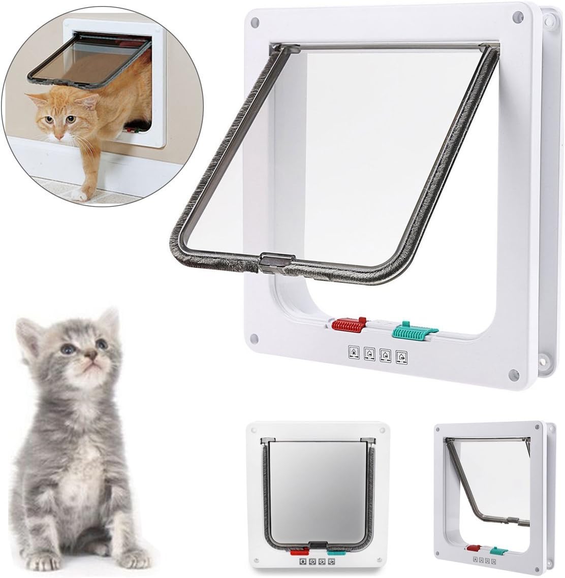 reenuo 4-way locking 猫门,宠物猫和小型狗宠物可锁定的门,易安装