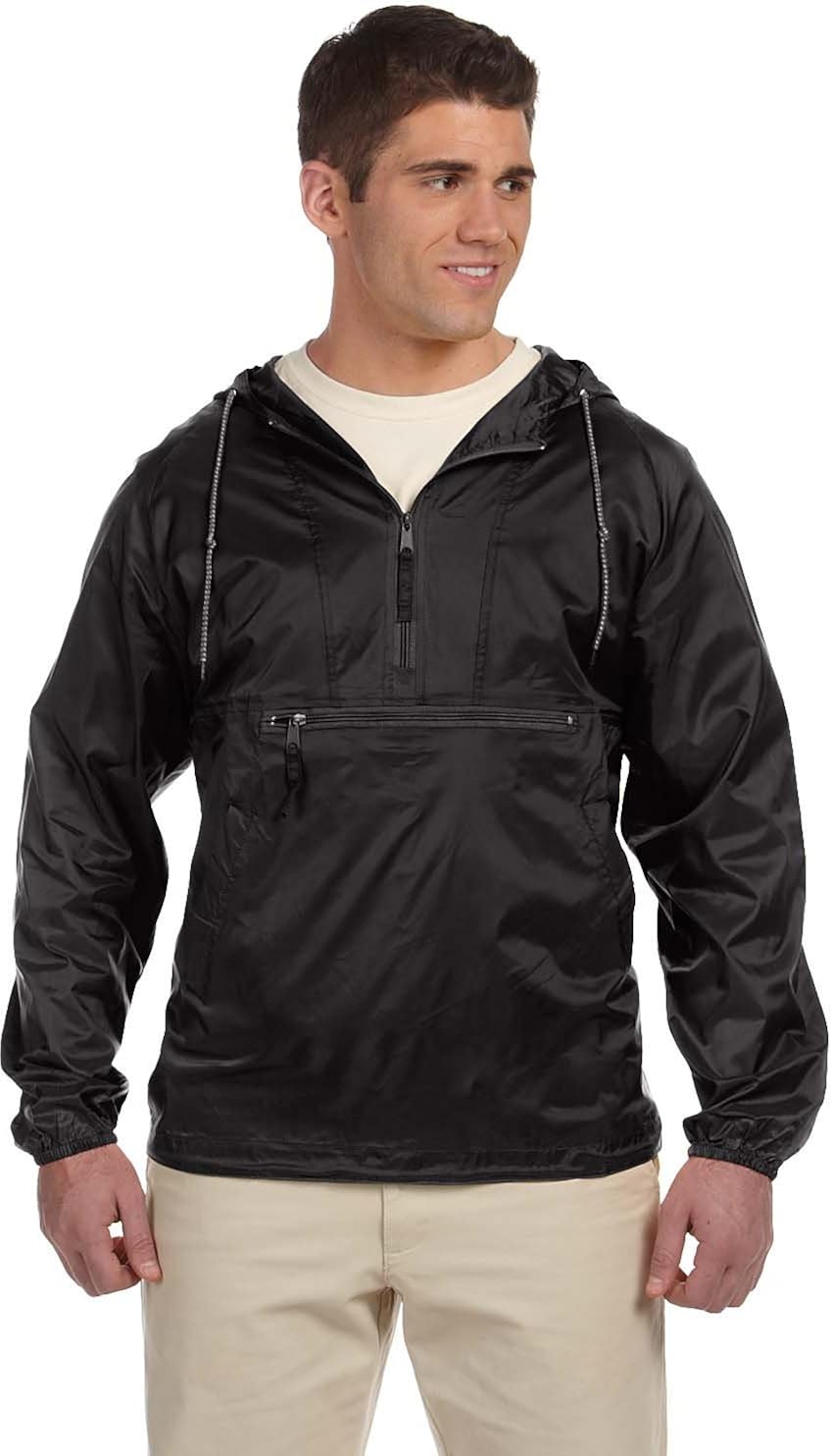 harriton 男士尼龙可折叠套头连帽夹克