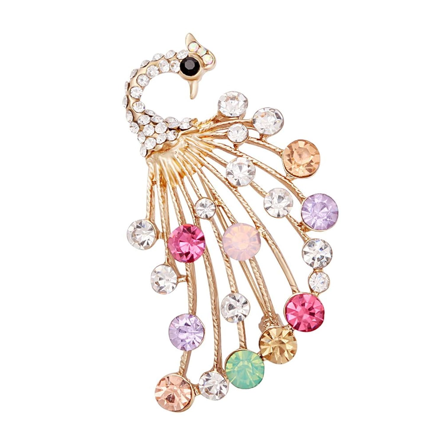 chuangyun 新设计 mutil-colored rhinesetone inlaied 凤凰胸针(金色