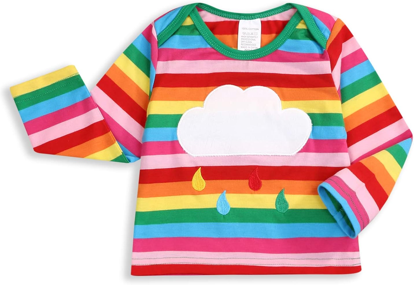 学步儿童男婴女孩上衣长袖衬衫彩虹女衬衫 t 恤服饰套装