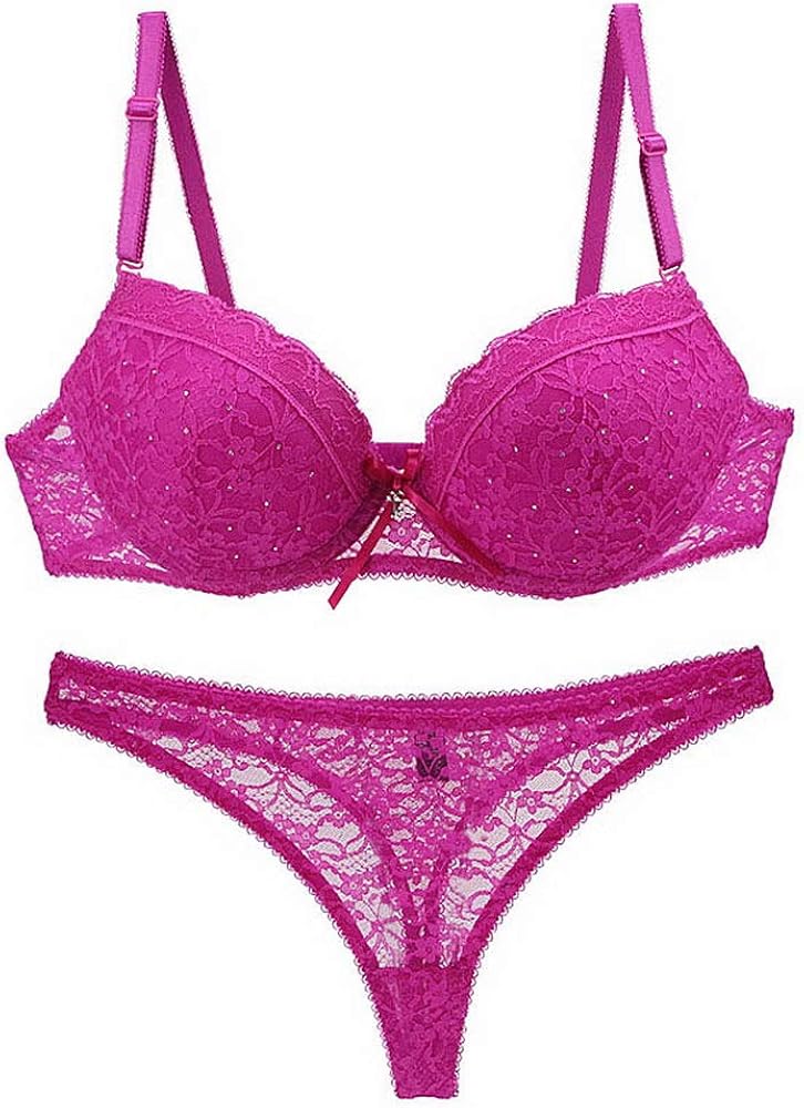 swbreety 女式内衣性感聚拢蕾丝文胸内衣比基尼内裤套装