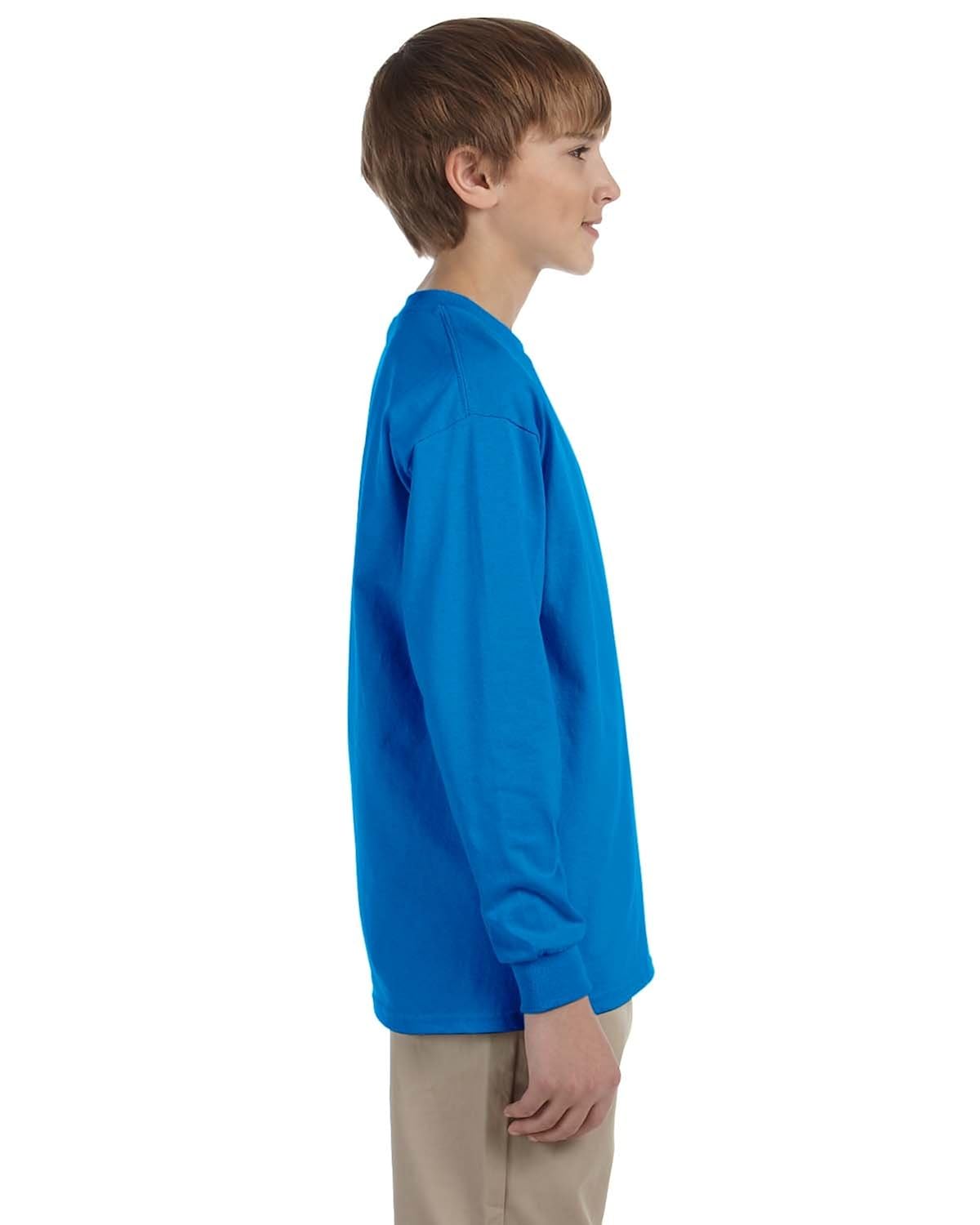 gildan big boys double needle rib knit t-shirt, sapphire