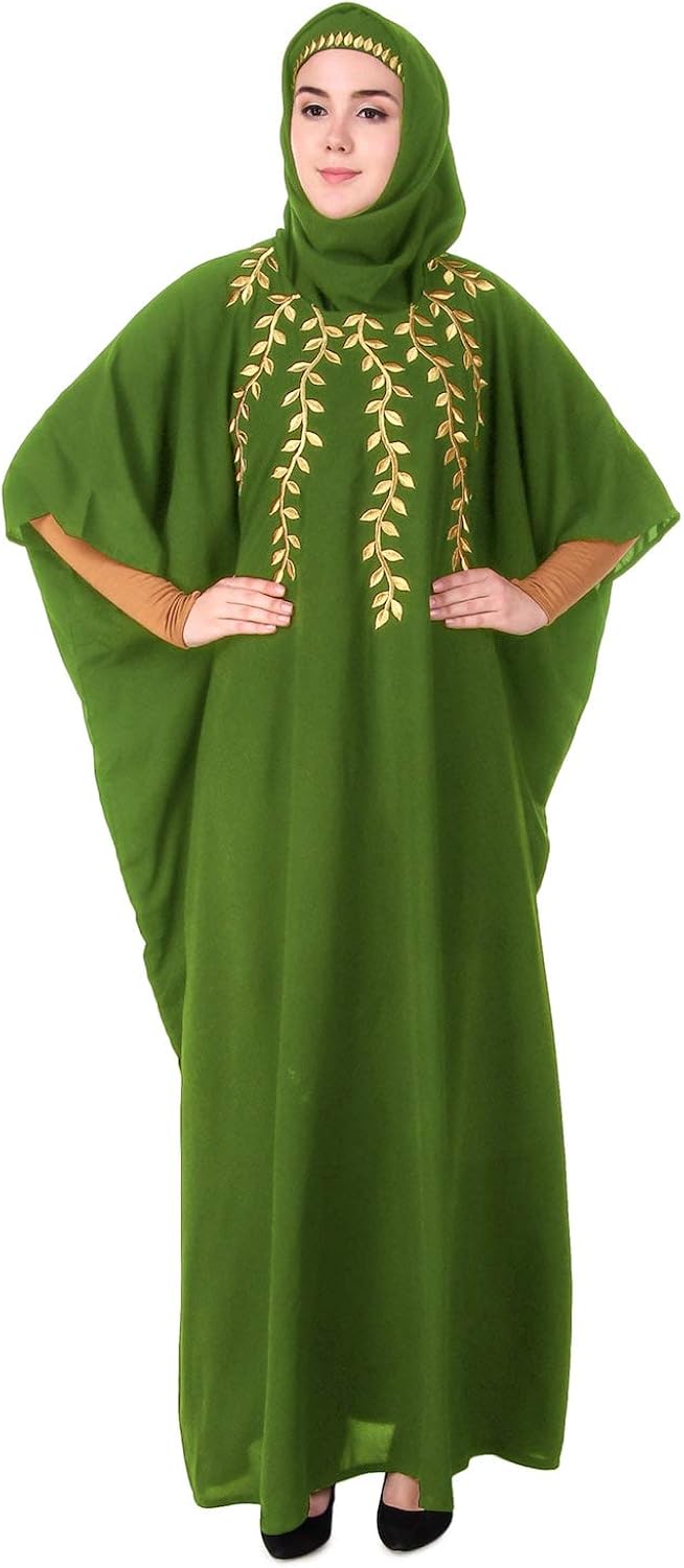 mybatua 女式长袍均码艾巴雅金色刺绣花式连衣裙晚礼服 kf-031